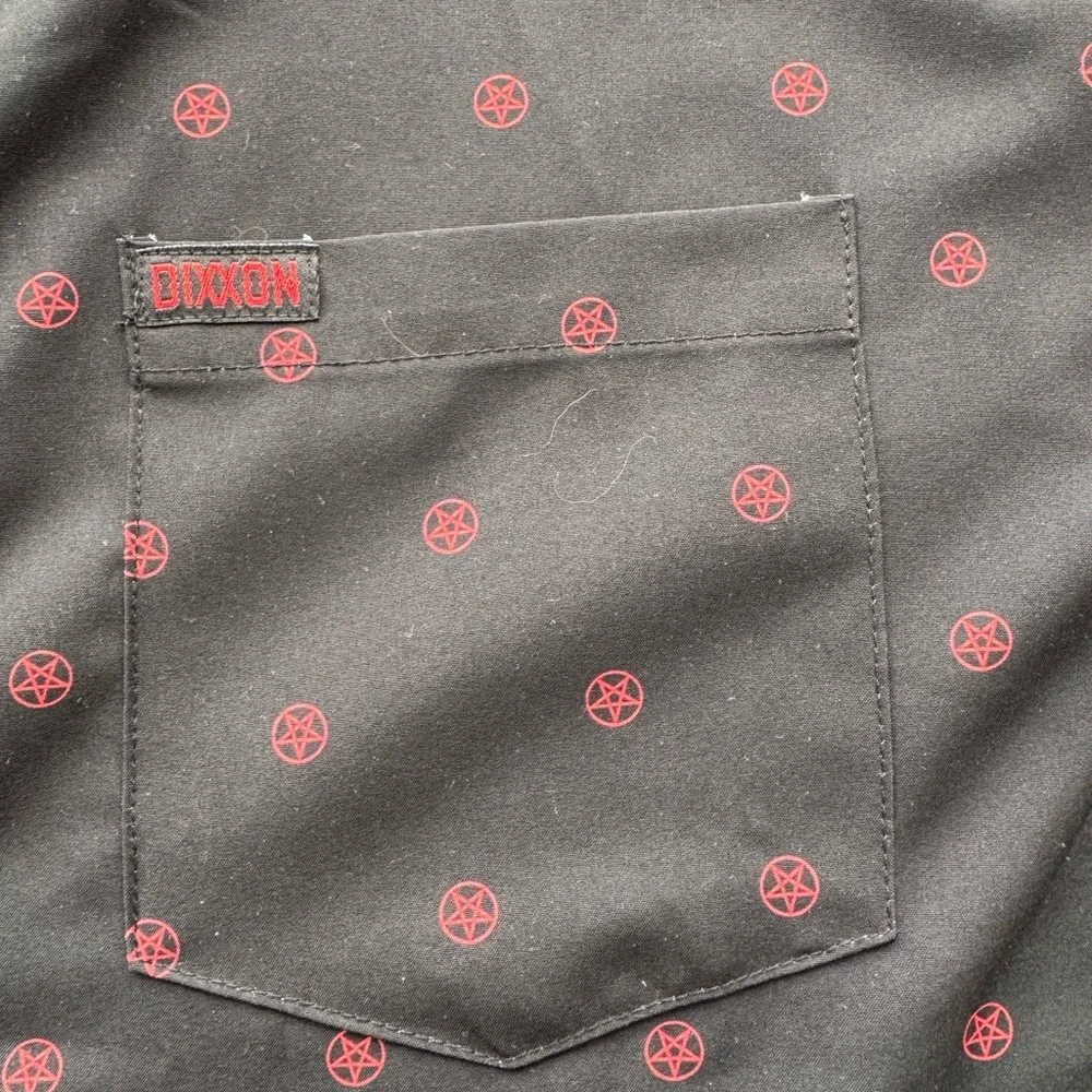 DIXXON “Hail” Black Shirt with Red Pentagrams - Picture 3 of 4